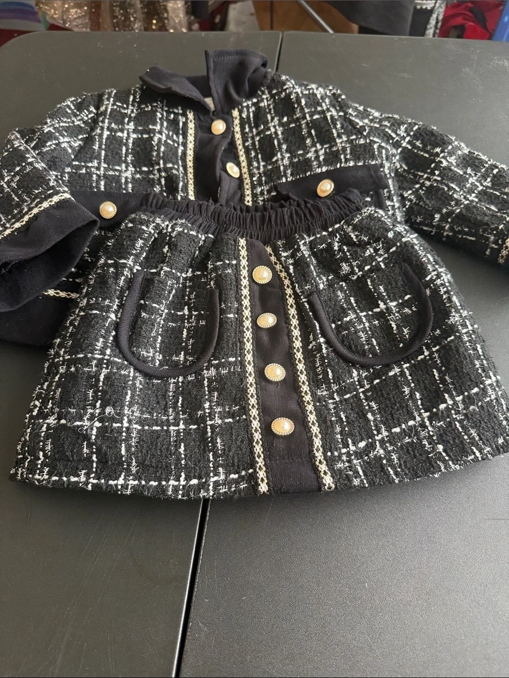 Black & White Tweed Jacket and Skirt Set
